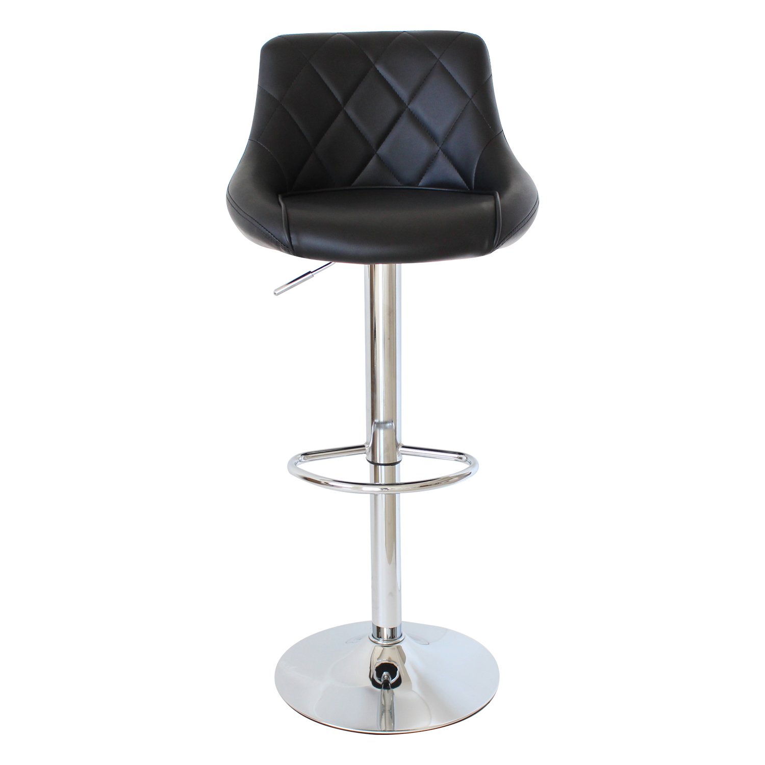 WOLTU Juego de 2 Taburete de Bar con Respaldo, Taburete Alto Cocina Acero Cromado, Asiento Bien Acolchado, Negro