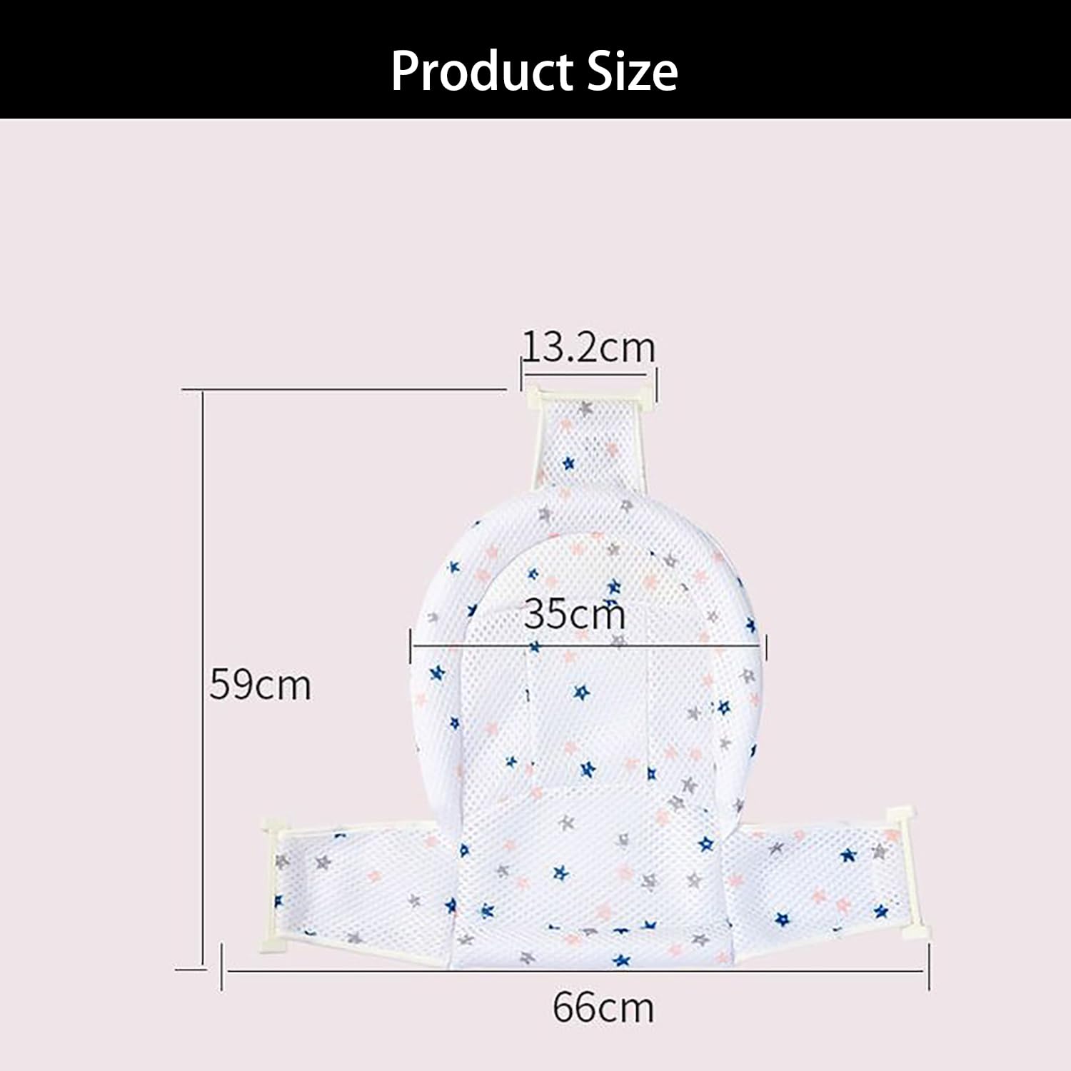 Bain en T Antidérapant pour Bébé - Blanc, Filet de Tapis maille, Support Nouveau-né avec Sangles Ajustables, Siège de Bain Confortable, 0-12 Mois