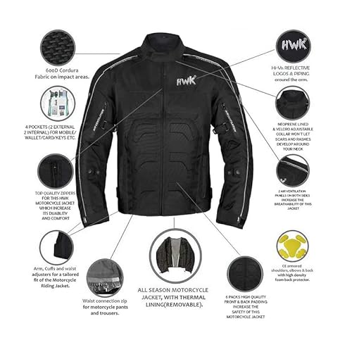 Hwk HHR-TEX-BLACK-LARGE Spyder Motorcycle Jacket thumb #2