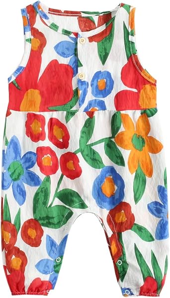 Newborn Baby Summer Rompers Flowers Cotton Baby Clothes for Girls Sleeveless Fashion