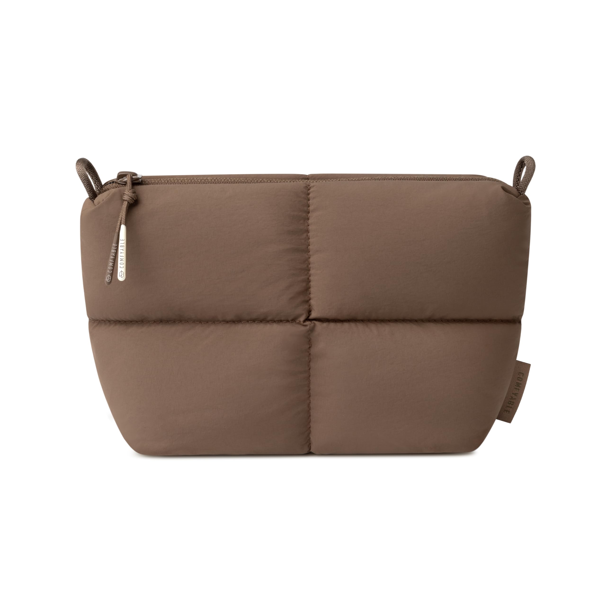 Comfyable Puffy Electronics Organizer da viaggio per donne, uomini, custodia per cavi per caricabatterie, telefono, power bank, cavo, custodia compatta per accessori tecnologici, marrone moka