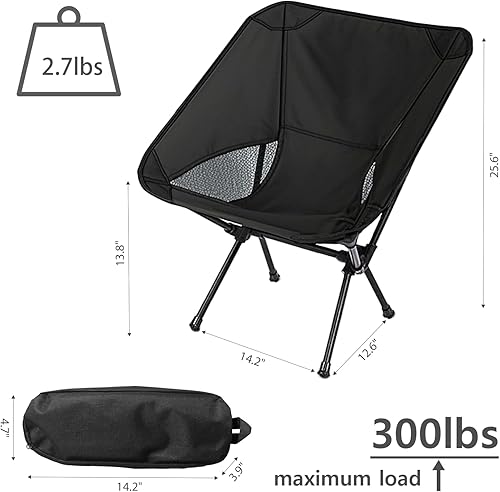 Miniatura 3 de Wind Tour Silla de camping portátil ligera plegable al aire libre para senderismo, campamento, mochilero, césped, playa, pesca, picnic con bolsa de
