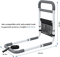 Vista 3 de Rieles de cama para adultos mayores - Riel de asistencia de cama resistente de 350LBS con mango antideslizante junto a la cama, bastón de seguridad