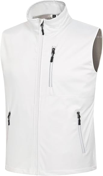 Mens Vests Lightweight Windproof Softshell Outerwear Summer Sleeveless Jackets with Pockets for Golf Hiking Sports