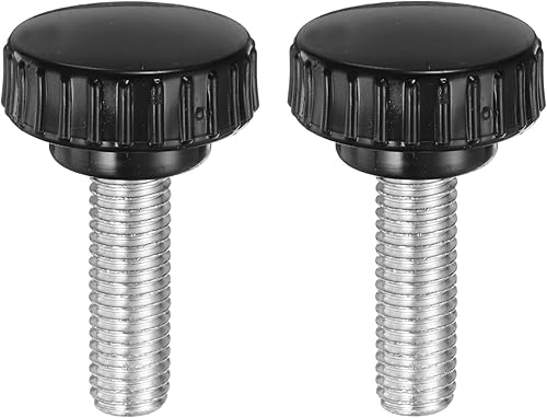 Miniatura 142 de uxcell Perillas de sujeción moleteadas M6 x 1.969 in métricas chapadas en zinc de acero al carbono rosca macho tornillo de pulgar en tipo 0.787 in