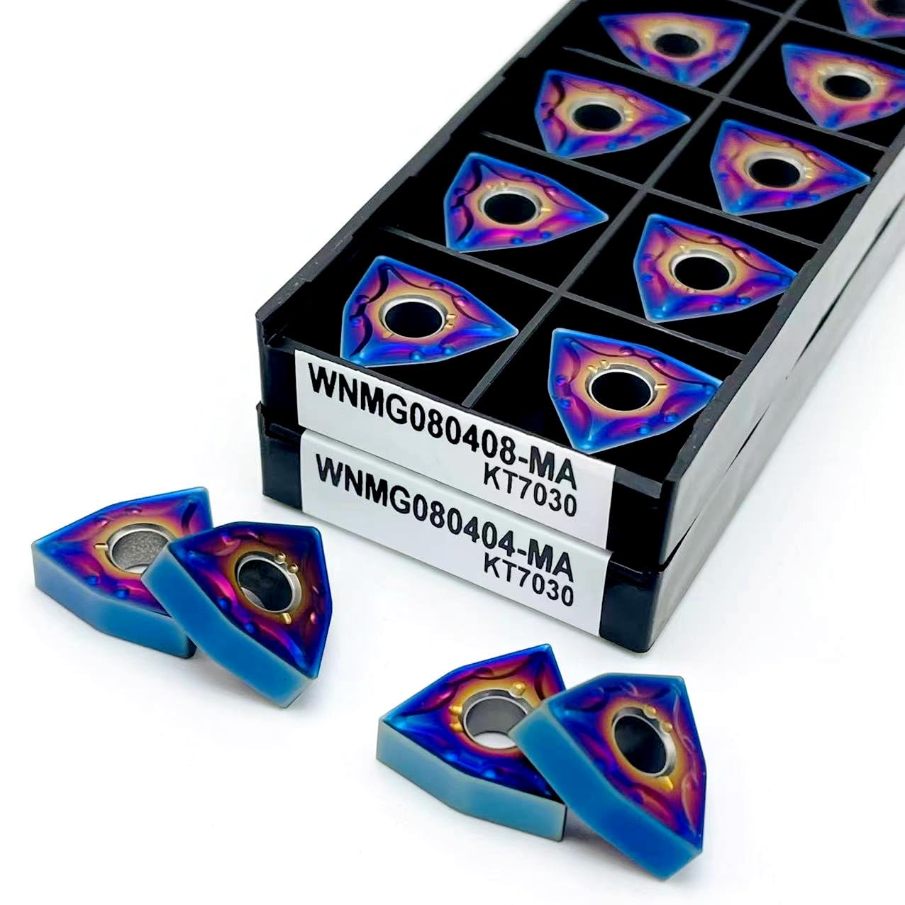 10pcs WNMG080404 WNMG080408-MA KT7030 CNC Carbide Insert Cutter, Carbide Turning Tool Blue CNC Milling Blades CNC Machine Tool Milling Tool(WNMG080404-MA KT7030)