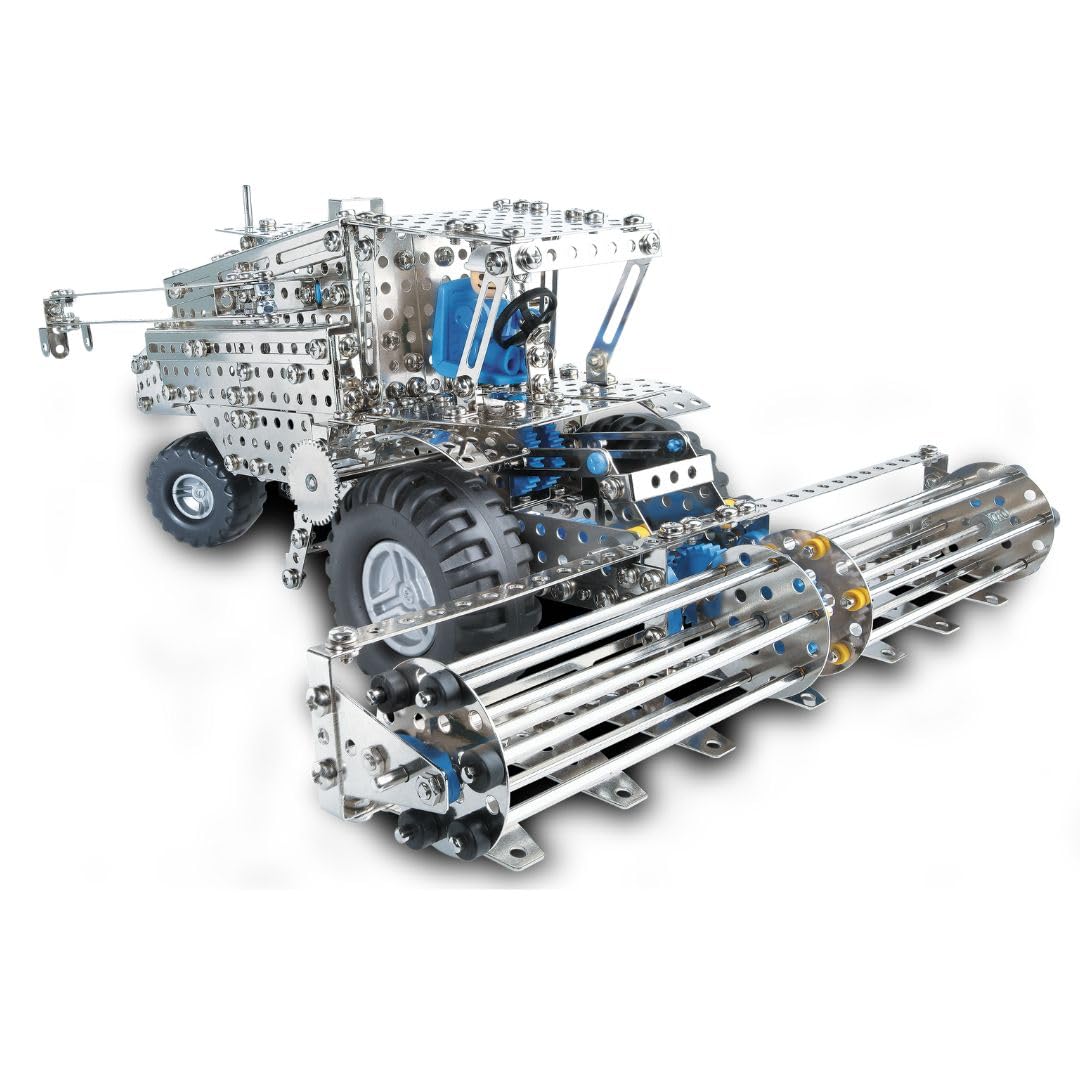 Eitech Mähdrescher & Traktor mit Anhänger - Metallbaukasten 00016 | 1.000+ Teile, Konstruktionsspielzeug, Bausatz Kinder 8 9 10 Jahre, Geschenk Mädchen Junge, Metall Baukasten, Stabilbaukasten