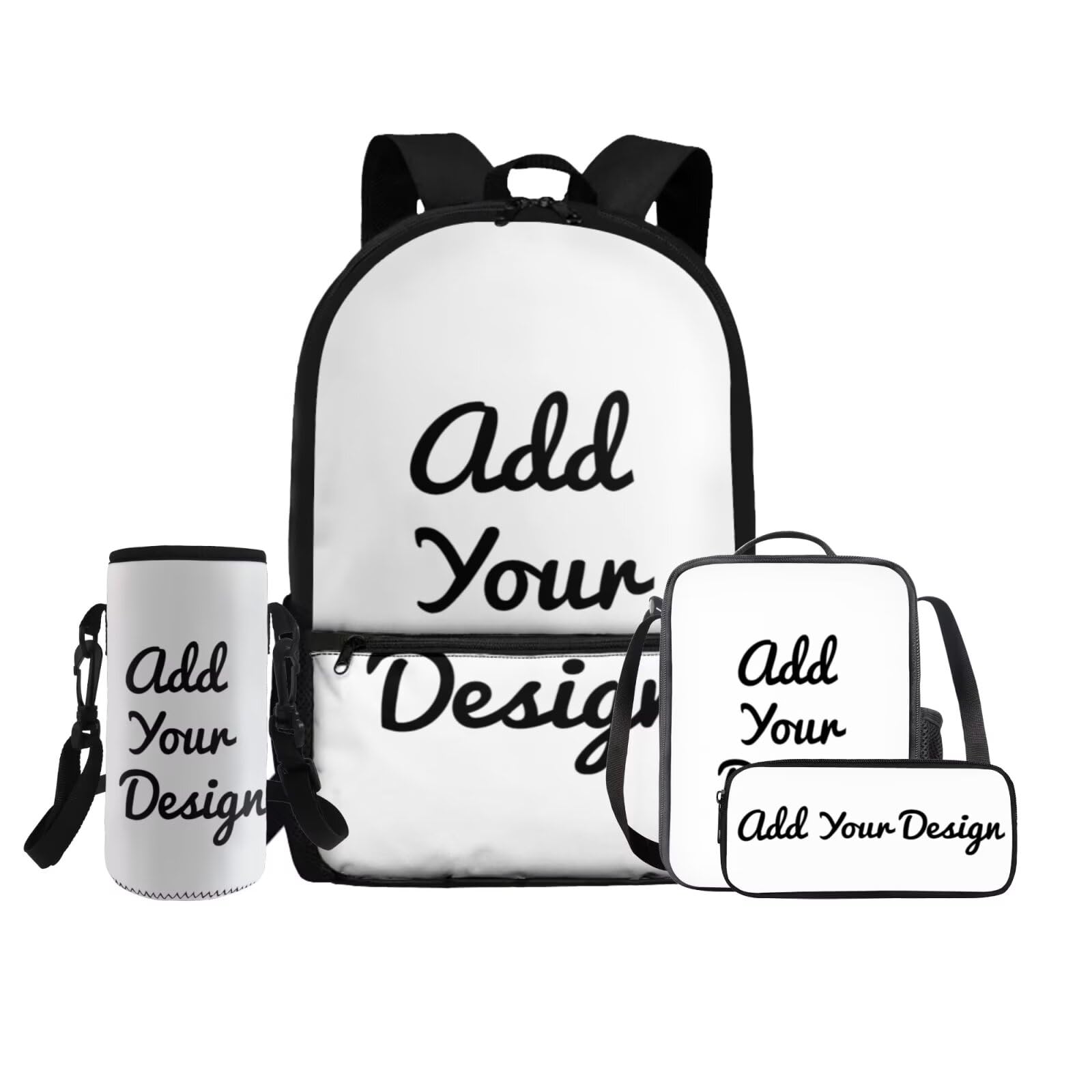 COEQINE Mochila escolar personalizada de 4 piezas para niñas de 8 a 10 años con nombre, mochila escolar para niños con fiambrera, estuche para lápices, funda para botella de agua, para adolescentes,