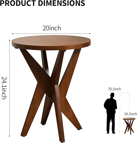 Miniatura 29 de Mesa auxiliar decorativa de mariposa, parte superior de madera MDF marrón nogal y patas de horquilla negras, mesa auxiliar pequeña y moderna, 21.75