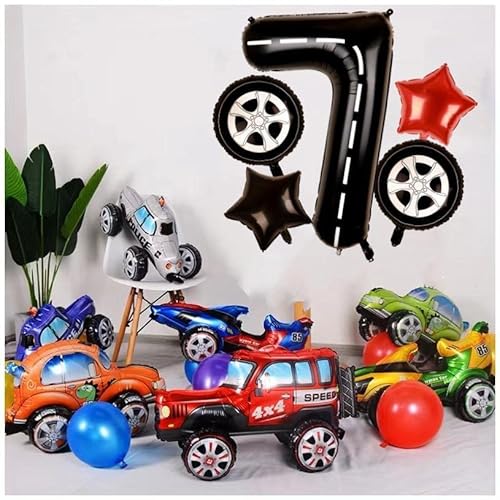 Race Car Balloons Wheel Tire Balloons 7Th Birthday Party Decorations For Boys Foil Mylar Racing Car Theme Party Supplies Monstor Truck Transportation Party Favors Anniversary Decor #TOP4