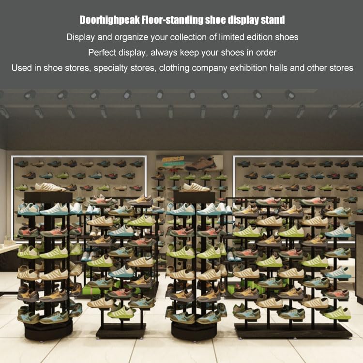 Free Standing Shoe Display Stand, Commercial Shoe Tower for Retail & Home, Versatile Shoe Shelf Showcase for Boutique & Sneaker Storage, Stylish & Space-Saving Design