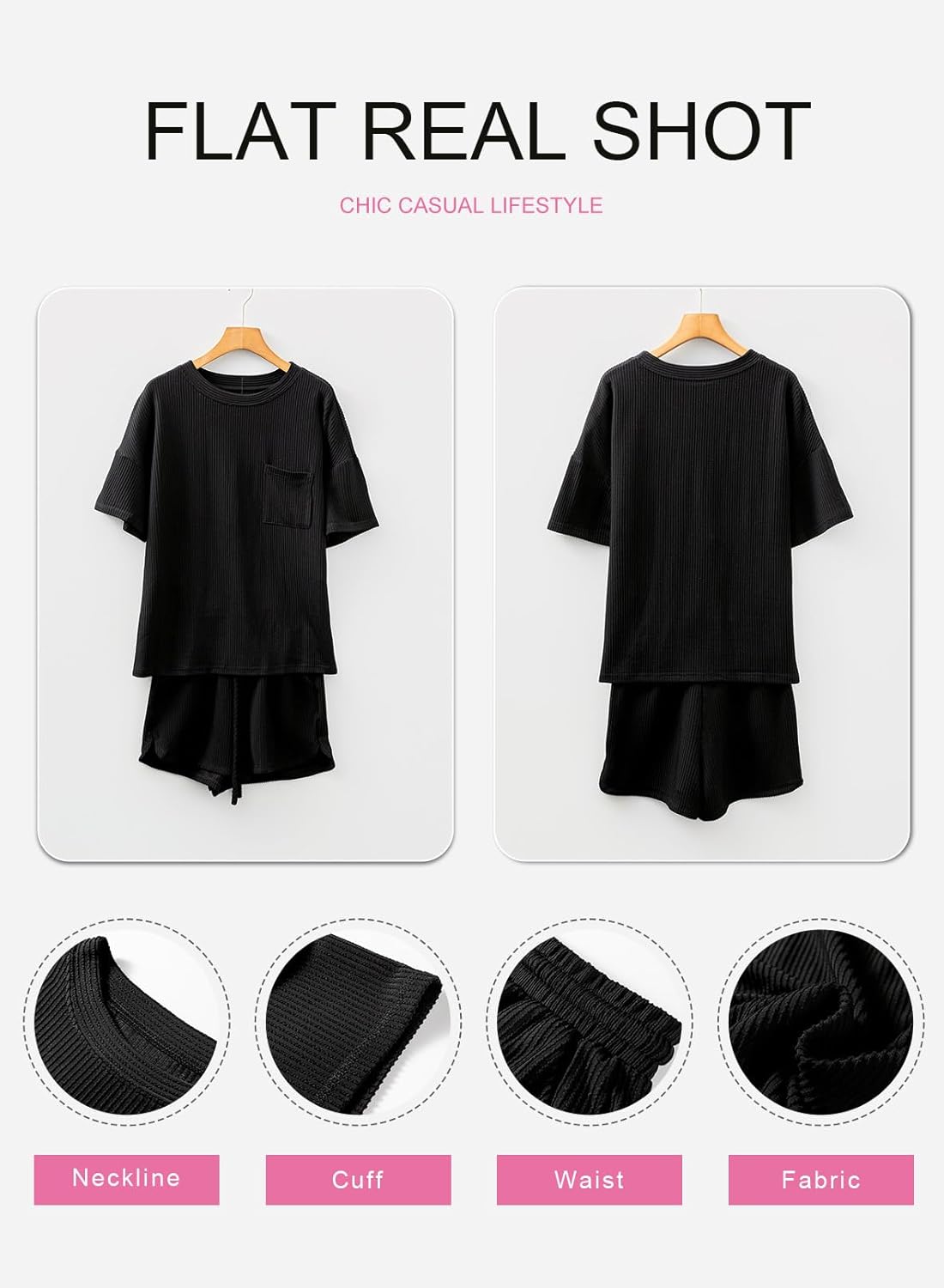 SHEWIN 2 Piece Sets for Women Summer Short Sleeve Shirts High Waisted Shorts with Pockets Lounge Matching Set - Image 6