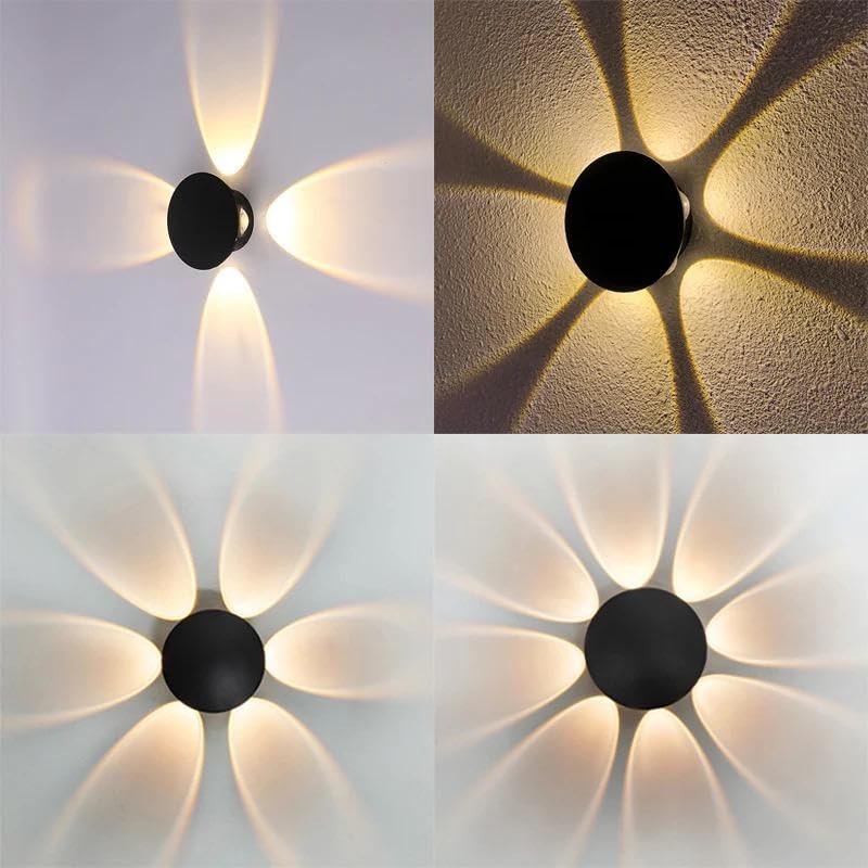 Image of blissbells Modern Round LED Wall Light - Up Down Warm White Decorative Wall Sconce | Black Finish Aluminium Body | Indoor Wall Lamp for Living Room, Bedroom, Hallway