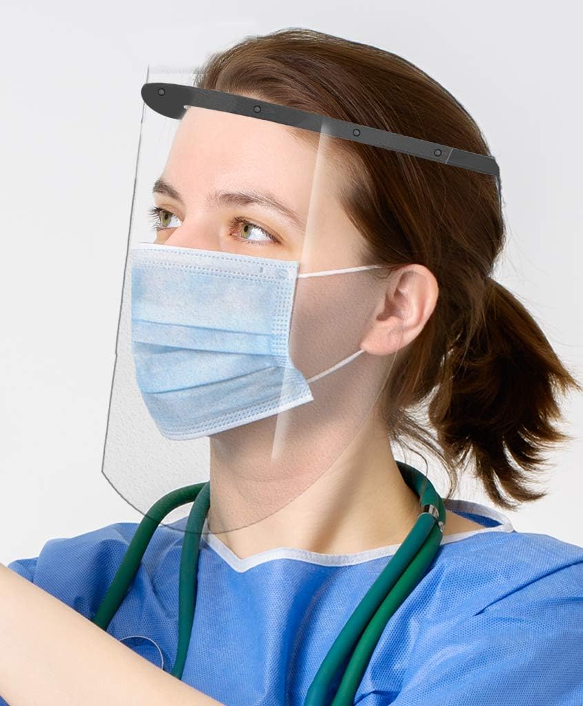 Oakridge Face Shields | 2 Pack | High Optic Shield | Light Weight | Adjustable Plastic Headband | Not made in China | Anti Fog | Maximum Eye Protection