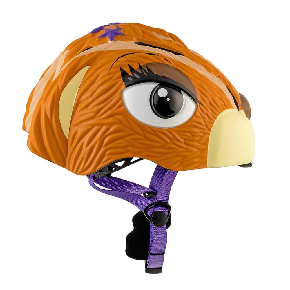 Crazy Safety Casque de vélo pour Enfants | Casque Enfants 2-7 Ans pour vélo, Skateboard, vélo de Course, Trottinette, Rollers | Casque 3D Animalier léger et Ajustable 49-55 cm (Chipmunk Marron)