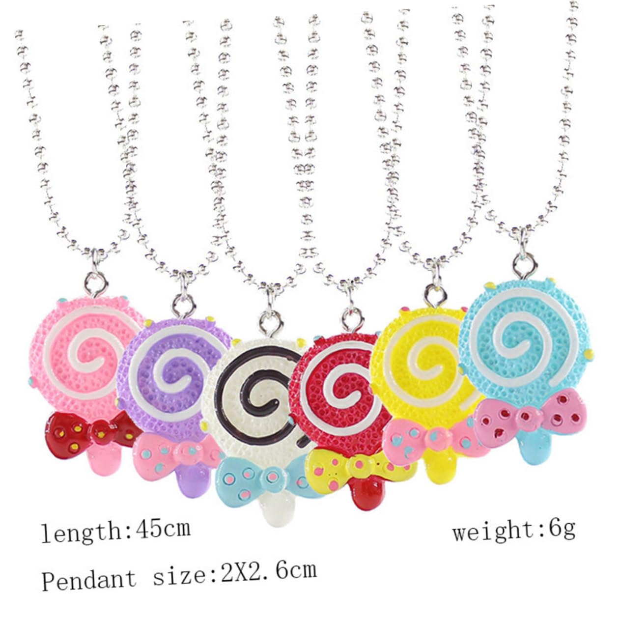 KICHOUSE 6Pcs Lollipop Shaped Necklace for Neck Accessories Fun Party Supplies and Holiday Ornaments for Festivals and Celebrations