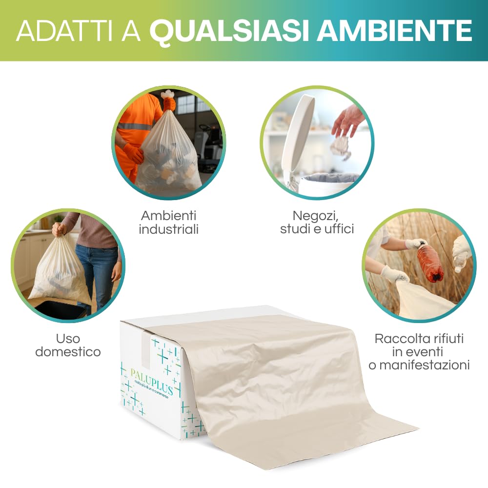 Virsus 18 kg di Sacchi Trasparenti per Spazzatura Ambra Ultra Resistenti 90x120 Alto Spessore 80 micron -Sciolti- Circa 135 Sacchi Resistenti