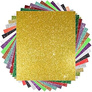 VINYL FROG Glitter Heat Transfer Vinyl 15 Pack 25 x 30.5 cm Sparkle Iron on Vinyl Muiltcolor HTV Vinyl Sheets for DIY T-Shirt and Other