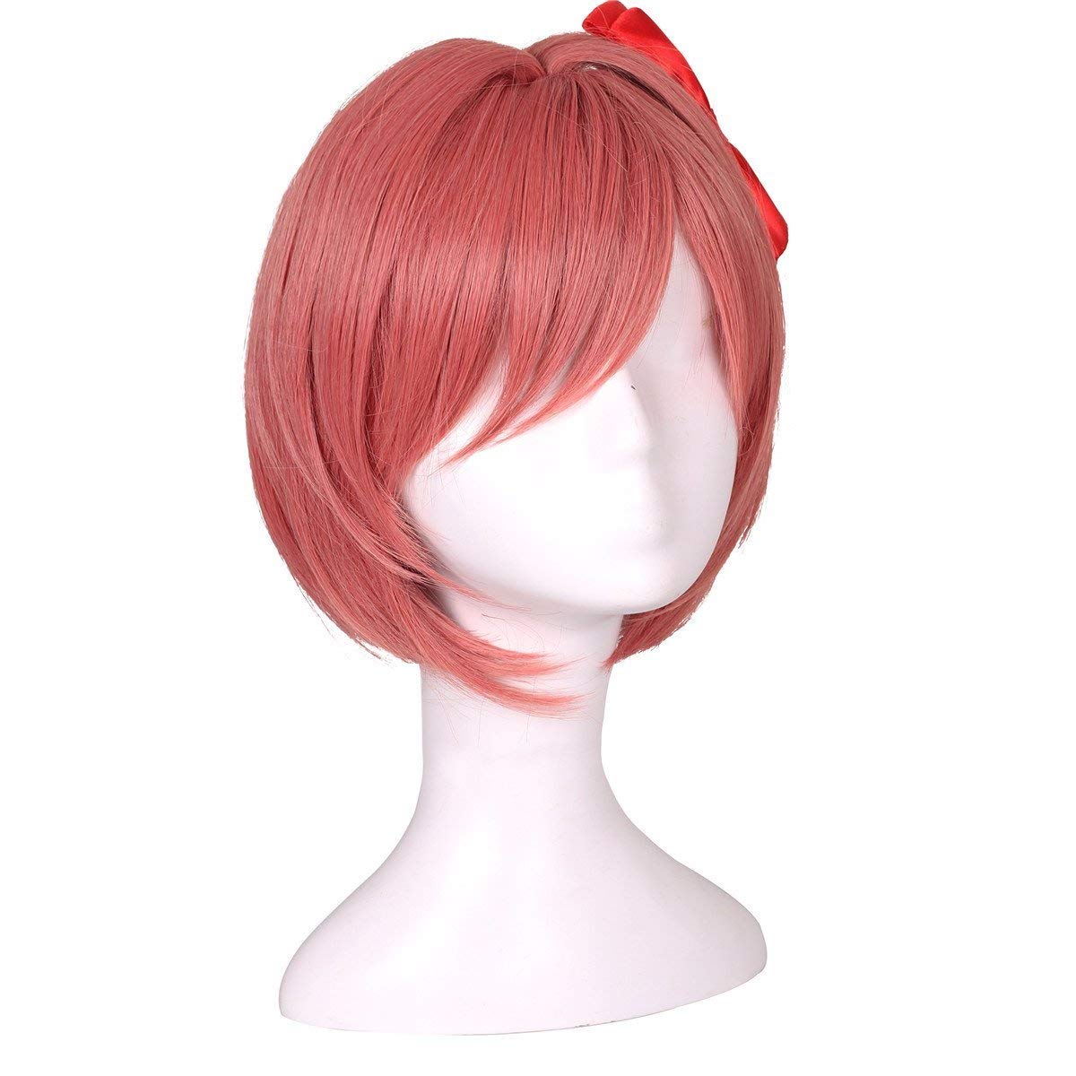 ColorGround Parrucca corta con fiocco, per cosplay, per ragazze e donne