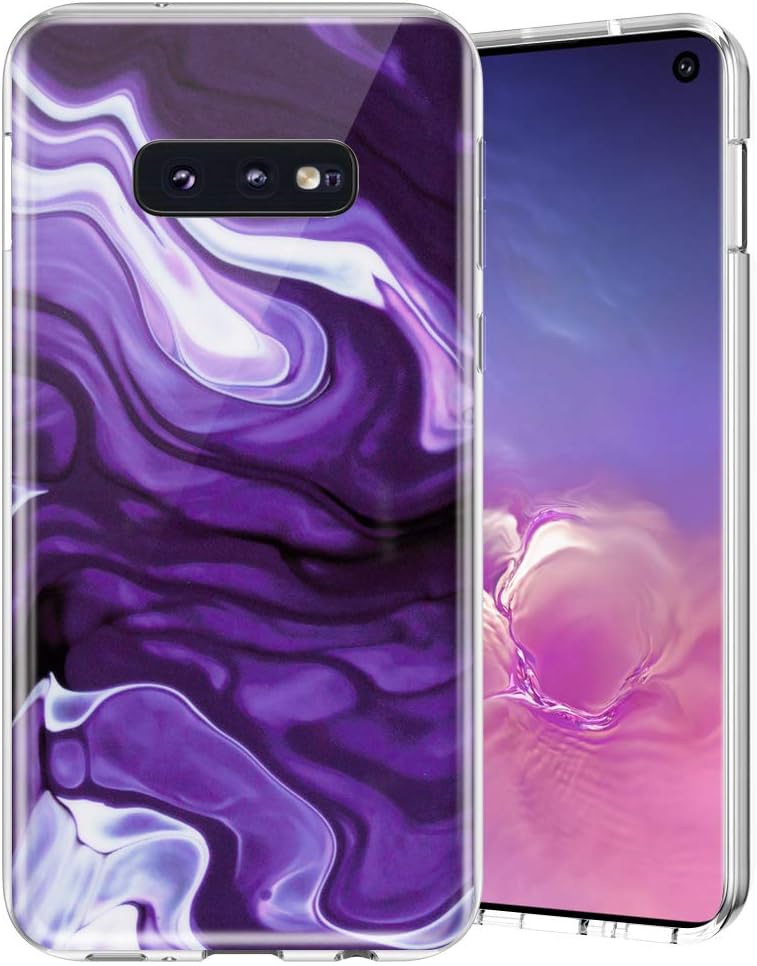 Caka Case for Galaxy S10e Marble Case Slim Anti Scratch Shockproof Luxury Fashion Silicone Soft Rubber TPU Protective Case for Samsung Galaxy S10e (Purple)