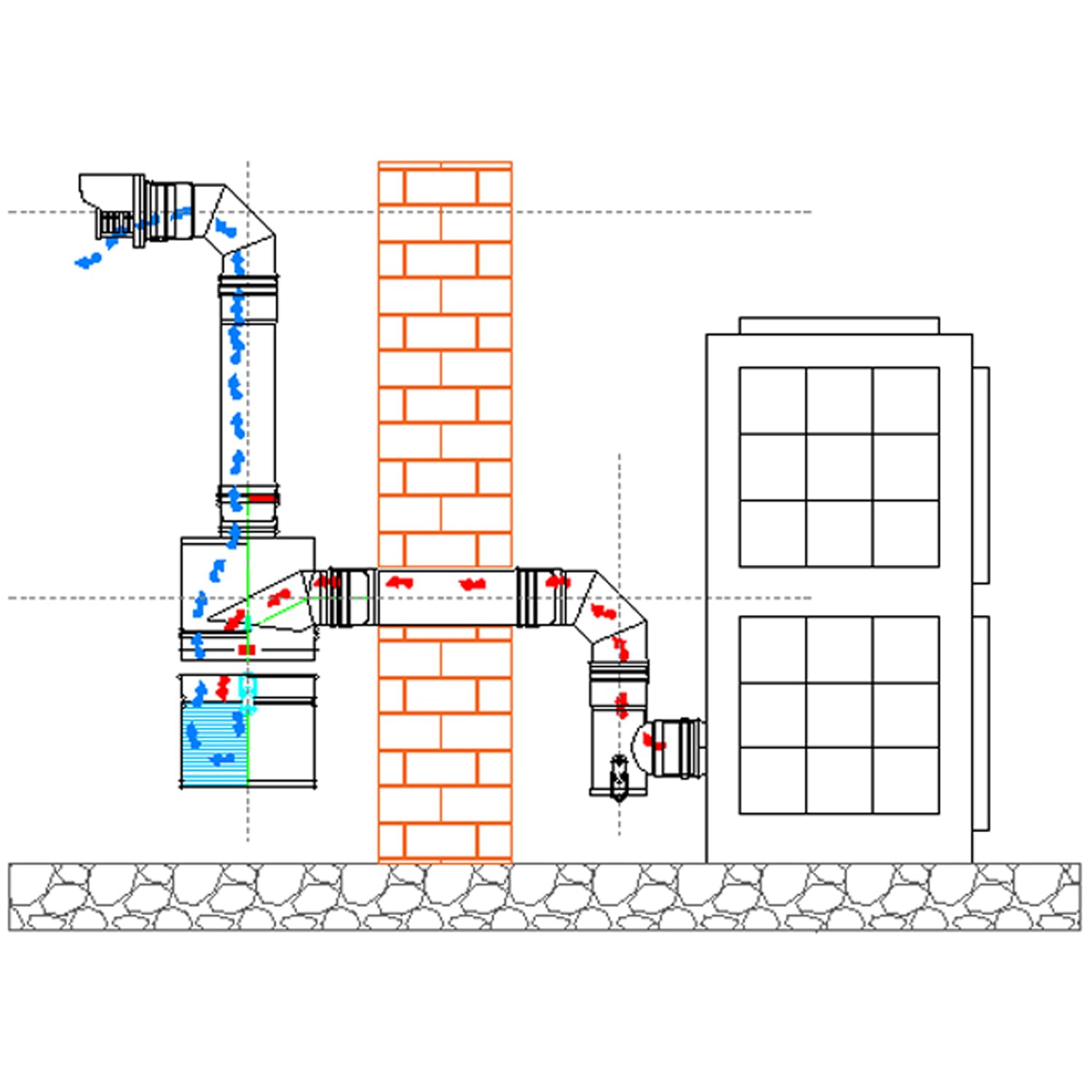 ALLINOX Kit Abbattitore di Fuliggine Ad Acqua Per Stufa a Pellet Filtrazione Efficace Riduzione Fumo e Polveri Sottili MADE IN ITALY (DN 100)