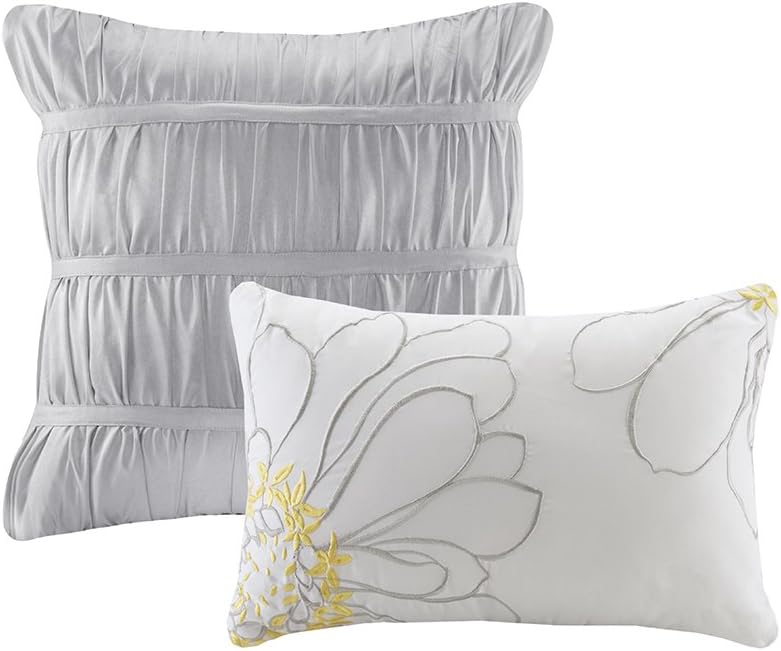 Intelligent Design Comforter Set Twin, Waterfall Multi Layers Ruffle Comforter Set, Shabby Chic Preppy Bedding Set, Soft Twin Comforter Set for Teen Girls, Toss Pillow, Twin/Twin XL Grey 4 Piece