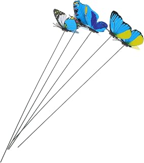 5pcs Artificial Butterfly Stakes for Flower Pots, Blue Plastic Garden Decor