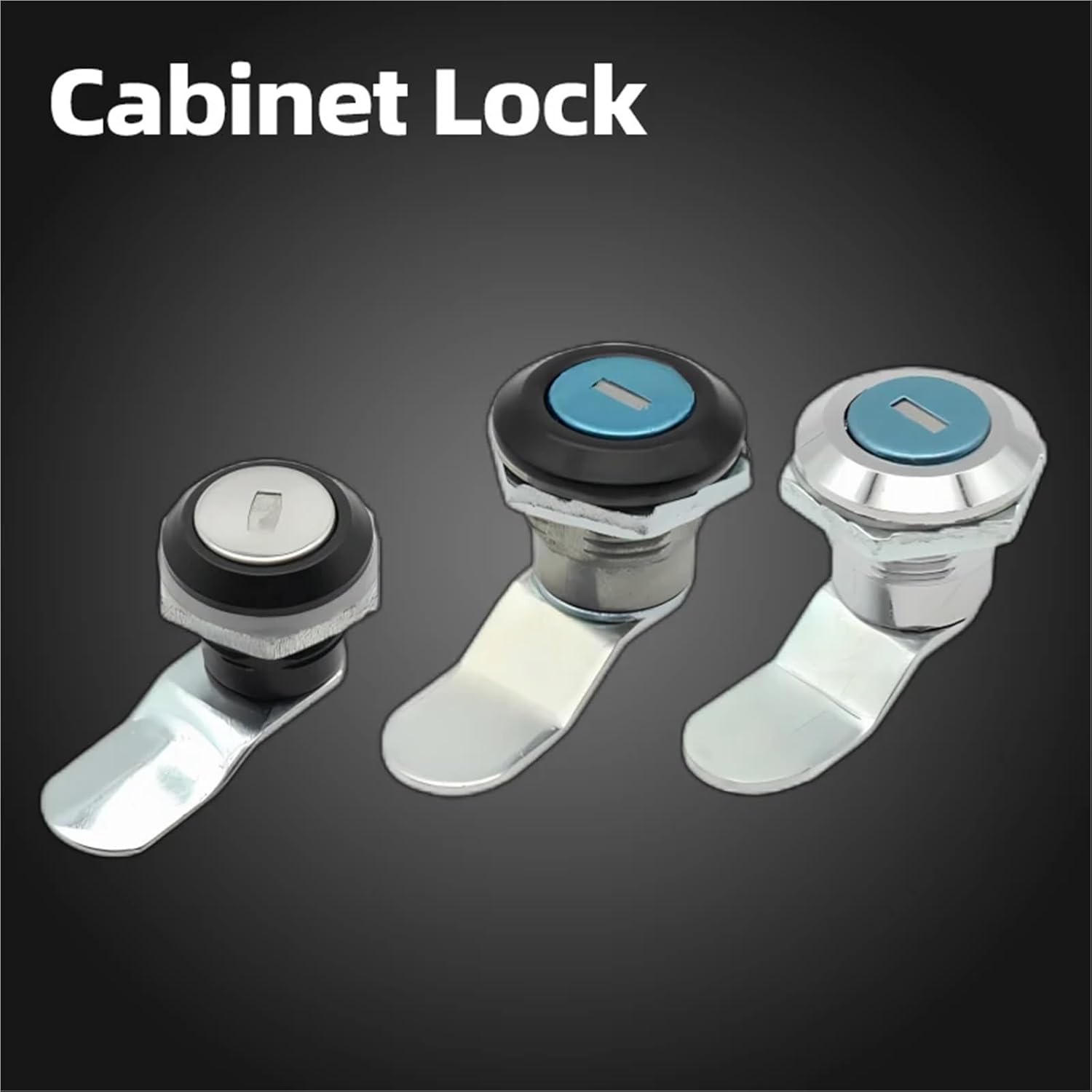 Circular Cabinet Door Lock Black and White Rotating Tongue Cylindrical Control Distribution Box 1Pcs(MS407c Black)