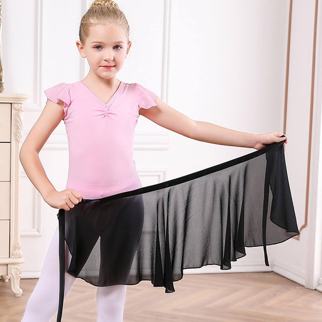 Gonnellino A Portafoglio In Chiffon Da Balletto – Vita Elastica, Taglio Asimmetrico, Per Bambine E Donne, Adatto A Danza E Spettacoli