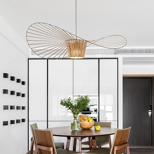 Modern Brown Chandelier, Farmhouse Coastal Hat Pendant Light Fixtures 31"