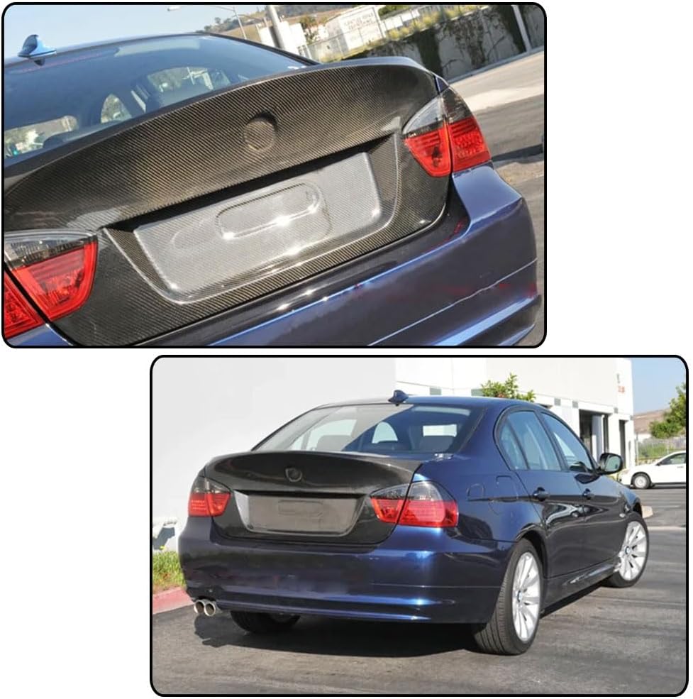 Carbon Fiber Rear Trunk Lid Cover Spoiler Compatible with BMW 3 Series E90 325i 330i 2005-2008