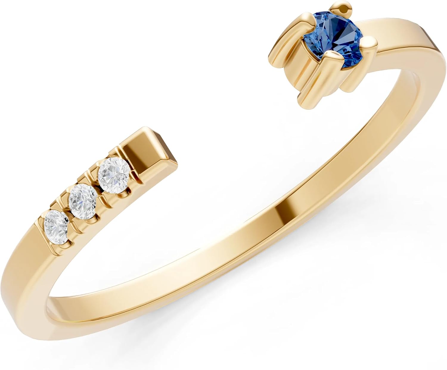 PEORA Round Cut London Blue Topaz Band Available in Solid 10K, 14K or 18K Ring – White, Yellow or Rose Gold