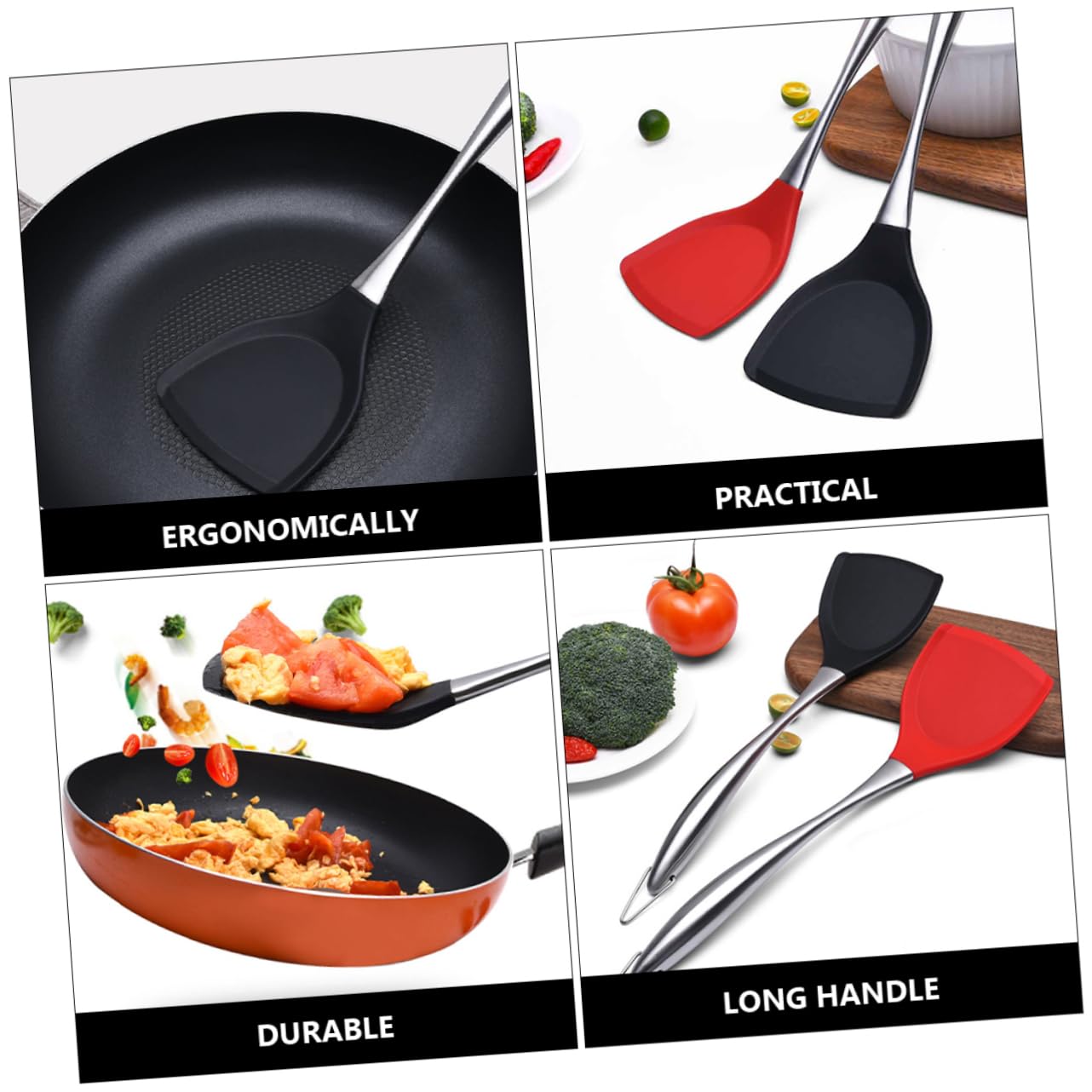 3stücke Silikon Pfannenwender Mit Edelstahlgriff Hitzebeständiger Antihaftbeschichteter Küchenspatel Für Wenden Von Pfannkuchen Und Rührei Für Zuhause Und Gastronomie