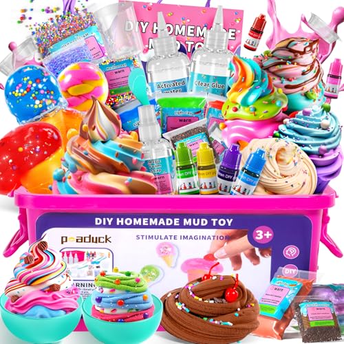 PEADUCK Making Kit Ice Cream for Girls, DIY Arts and Crafts Supplies, Molding Clay with Sculpting Tools, Stuffers for Kids Boys Girls 4 5 6 7 8 9 10 11 12 Years Old, Fun Birthday Gifts for Girls 8-12
