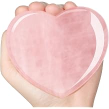 ideayard Big Rose Quartz Heart, 75mm Love Healing Crystal Gift, Meditation Quartz Palm Stone, Worry Stone for Relieve Anxiety Stress Tool