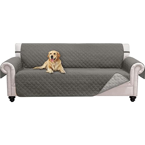 CAPALOCA Couch Cover for 3 Cushion Couch Sofa Pet Friendly Sofa Covers Washable Dog Couch Covers Protector Sofa Slipcover (Sofa, Grey/Light Grey)