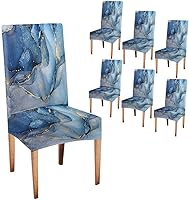 Vista 19 de TOMWISH Fundas para Sillas De Comedor 6, Fundas para sillas de comedor, pintura de arte abstracto, funda extraíble elástica de elastano para silla
