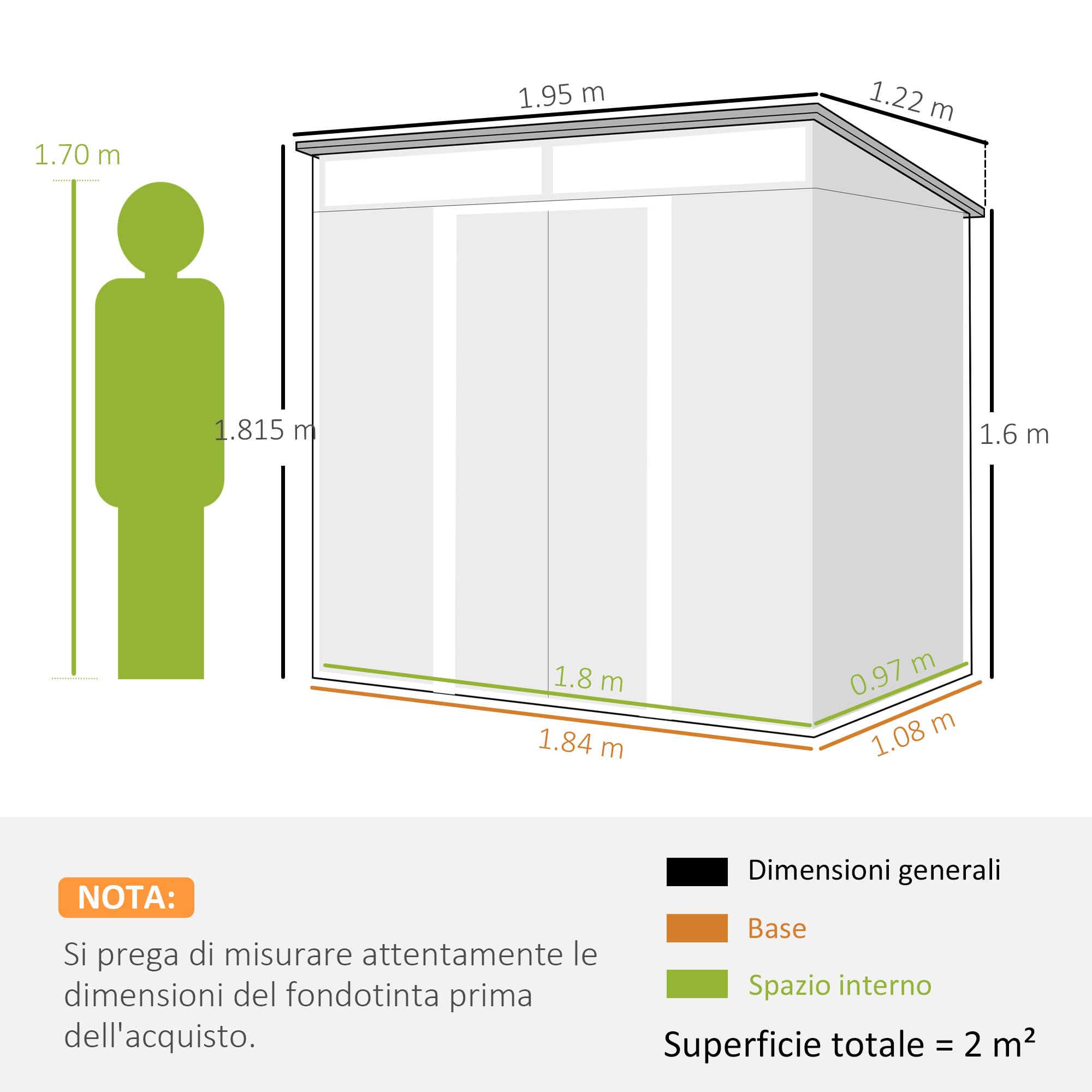 Outsunny Casetta da Giardino 2m² in Acciaio Zincato con Prese d'Aria, Capanno da Giardino con Finestre Trasparente, Tetto Inclinato, Porta Scorrevole Bloccabile, 2 Ganci, Grigio Scuro