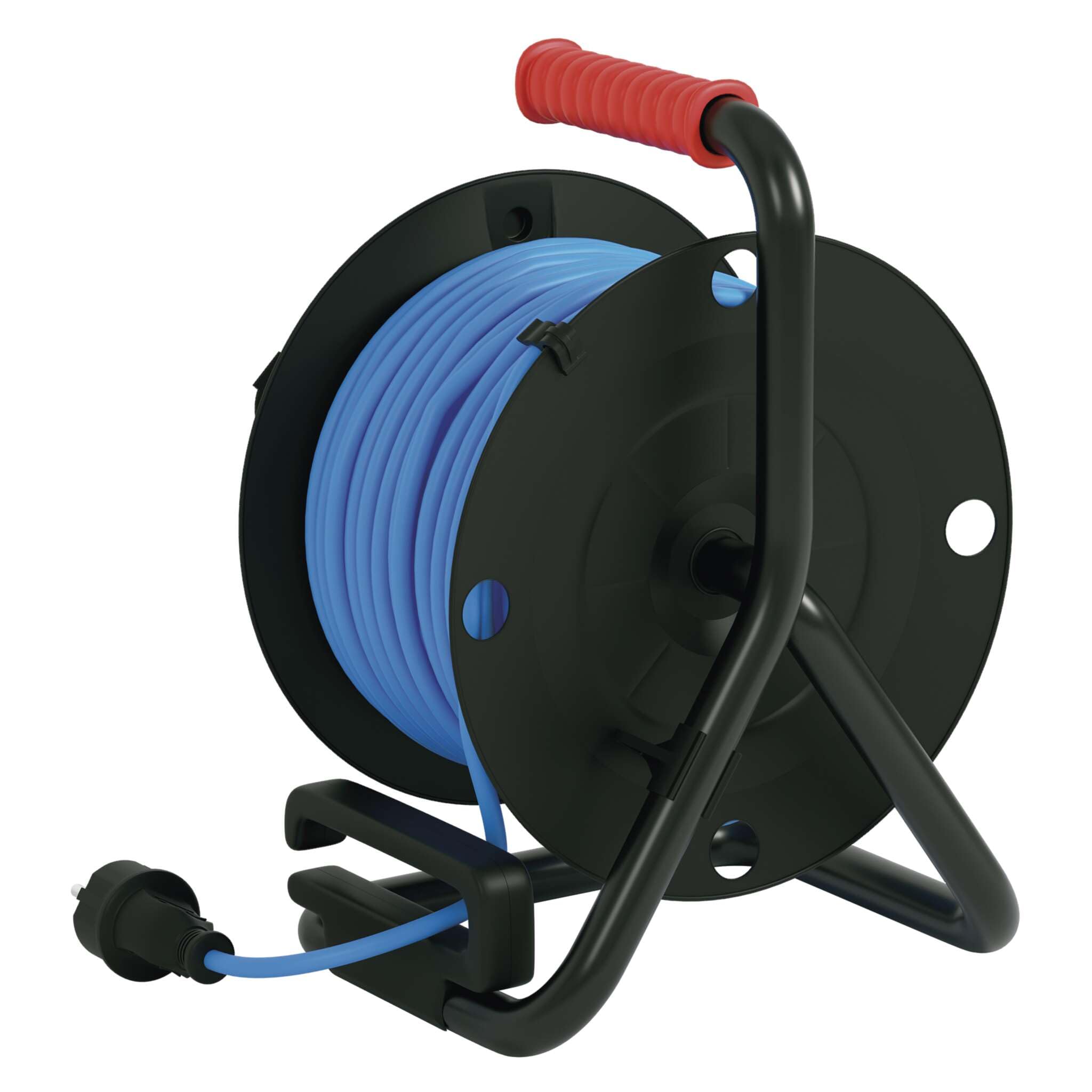 EMOS ganzjährige Outdoor-Kabeltrommel mit Silikon-Isolierung, 25m Kabel 1,5 mm2 mit 4 Schuko Steckdosen, IP44 wasserdicht und frostbeständig für Außenbereich, Industrie, Baustelle