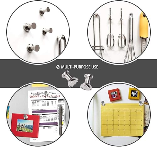 Miniatura 3 de Pasadores magnéticos para imanes de refrigerador, 16 piezas de níquel cepillado para oficina, pizarra, imanes de mapa