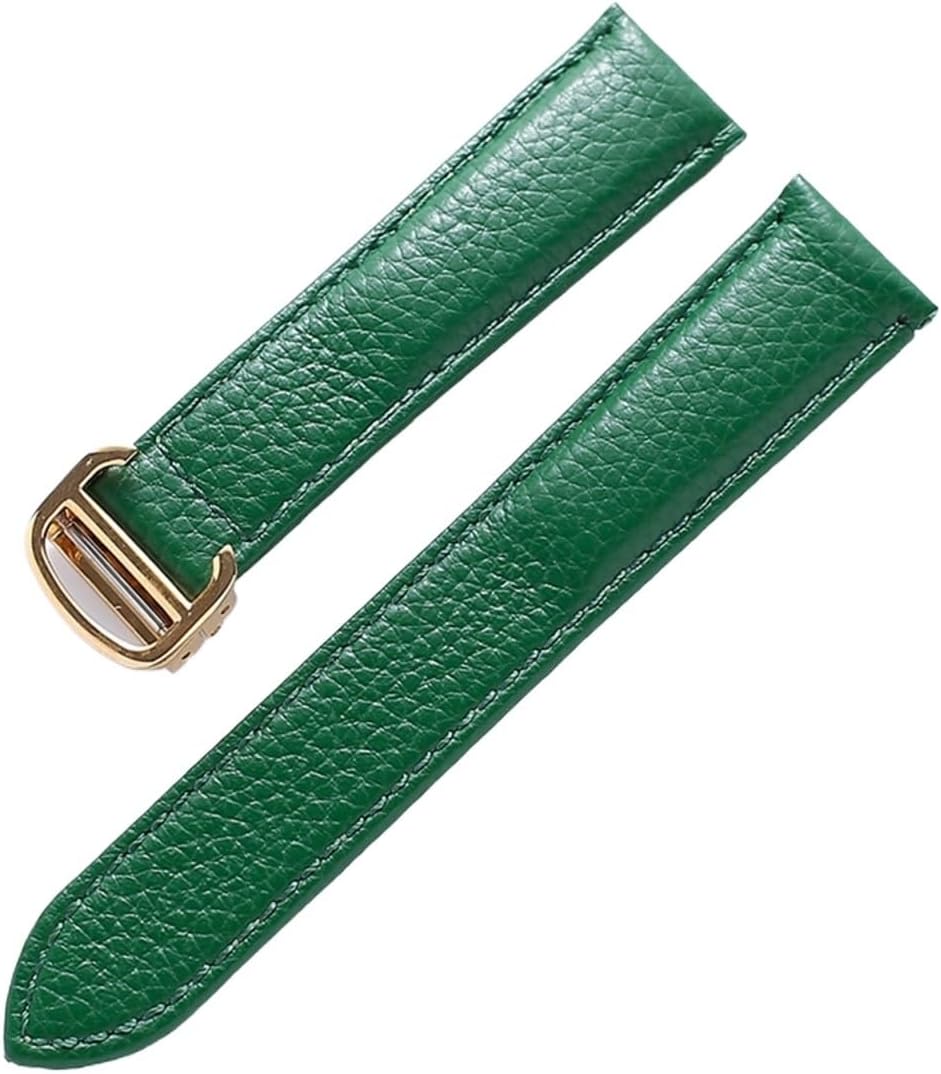 HFERHT Leather Strap Lychee Pattern Soft Leather Watch Strap Substitute Compatible with Cartier Tank Men's and Women's Strap