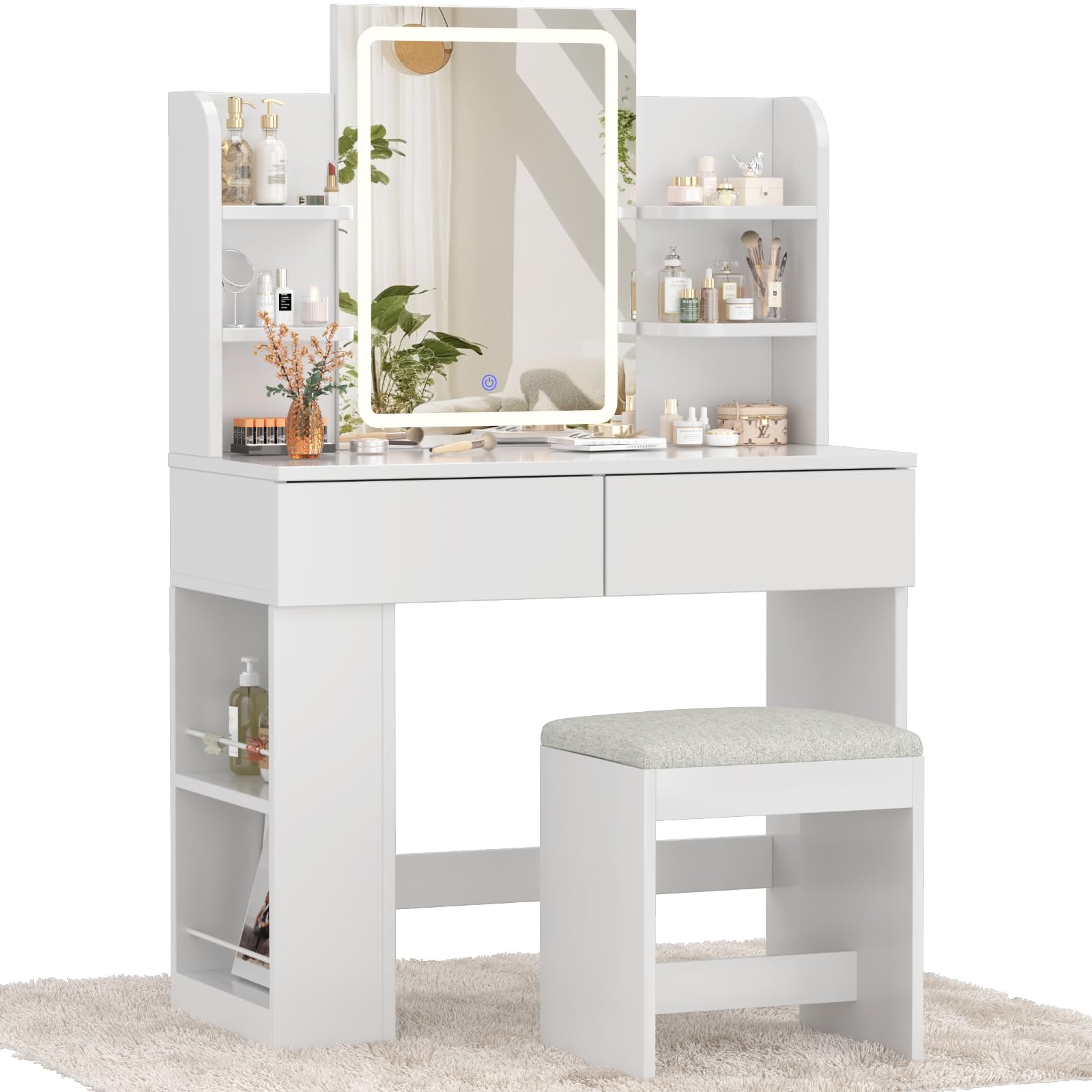 Devoko Make-uptafel met ledverlichting, instelbare helderheid, 3