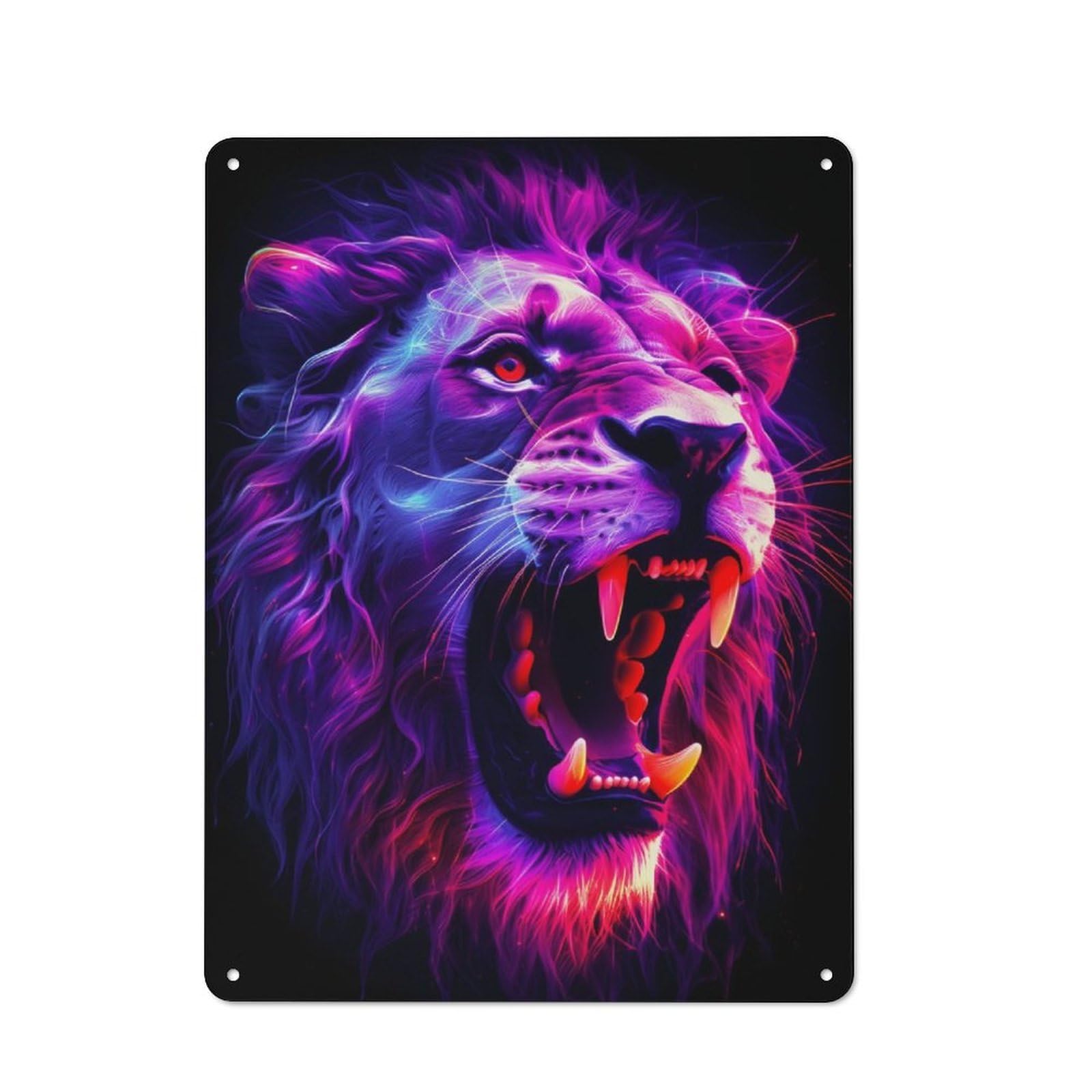 Lion Rampage Vintage Metal Wall Decor 40x30cm, Vintage Metal Sign for Cafe, Bistro, Bakery Or Restaurant
