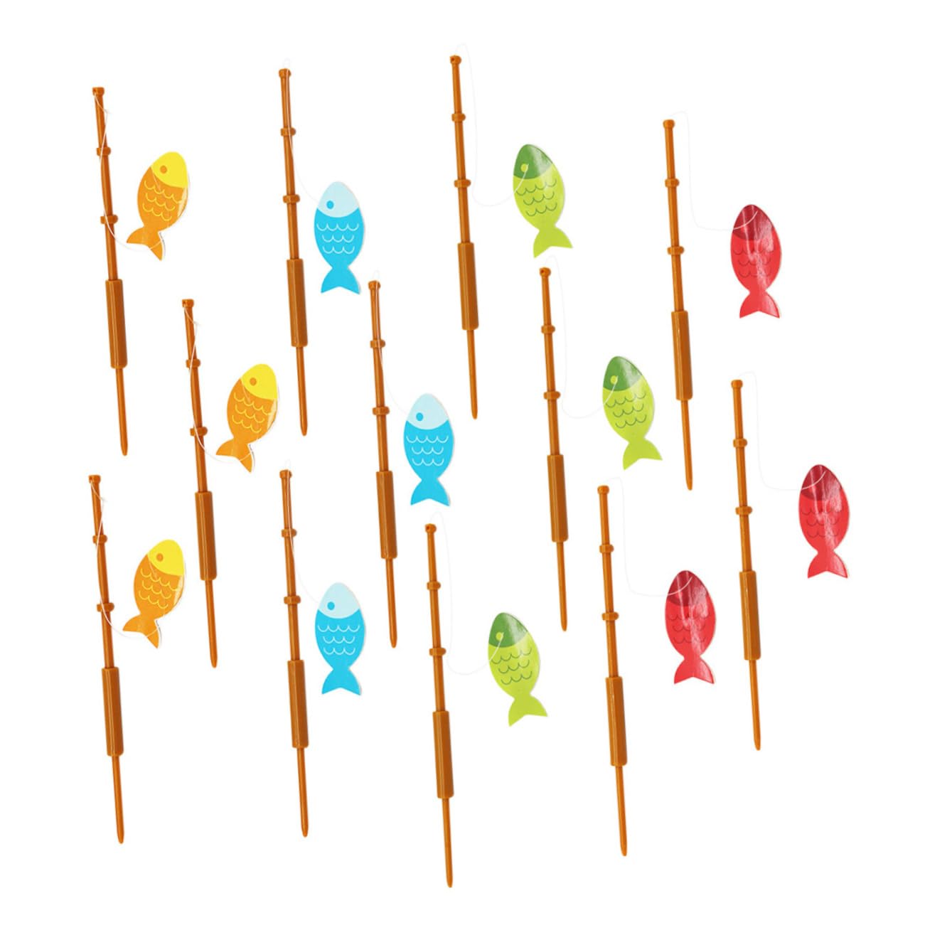 Cabilock 12pcs Fishing Rod Decoration Appetizer Cake Picks Photo Props Cake Ornament Cupcake Toppers Pocket Fishing Rod Cake Decors Fishing Poles Top Hat Child Dessert Plastic