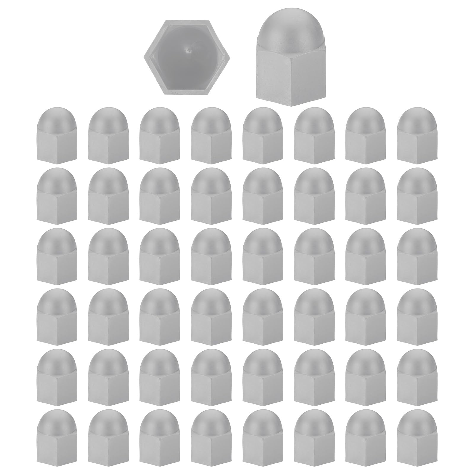 PATIKIL 50 Pcs Hex Nut Cover, M20x30x37mm Nylon Screws Bolt Covers Caps Dome Acorn Hex Head Bolt Protection Cap for Screws Nut, Gray