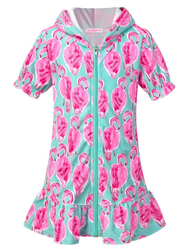 Image of CHILDRENSTAR Girls Swim Coverups Terry Swimsuit Cover-Up Hooded Zip-Up Beach Robe