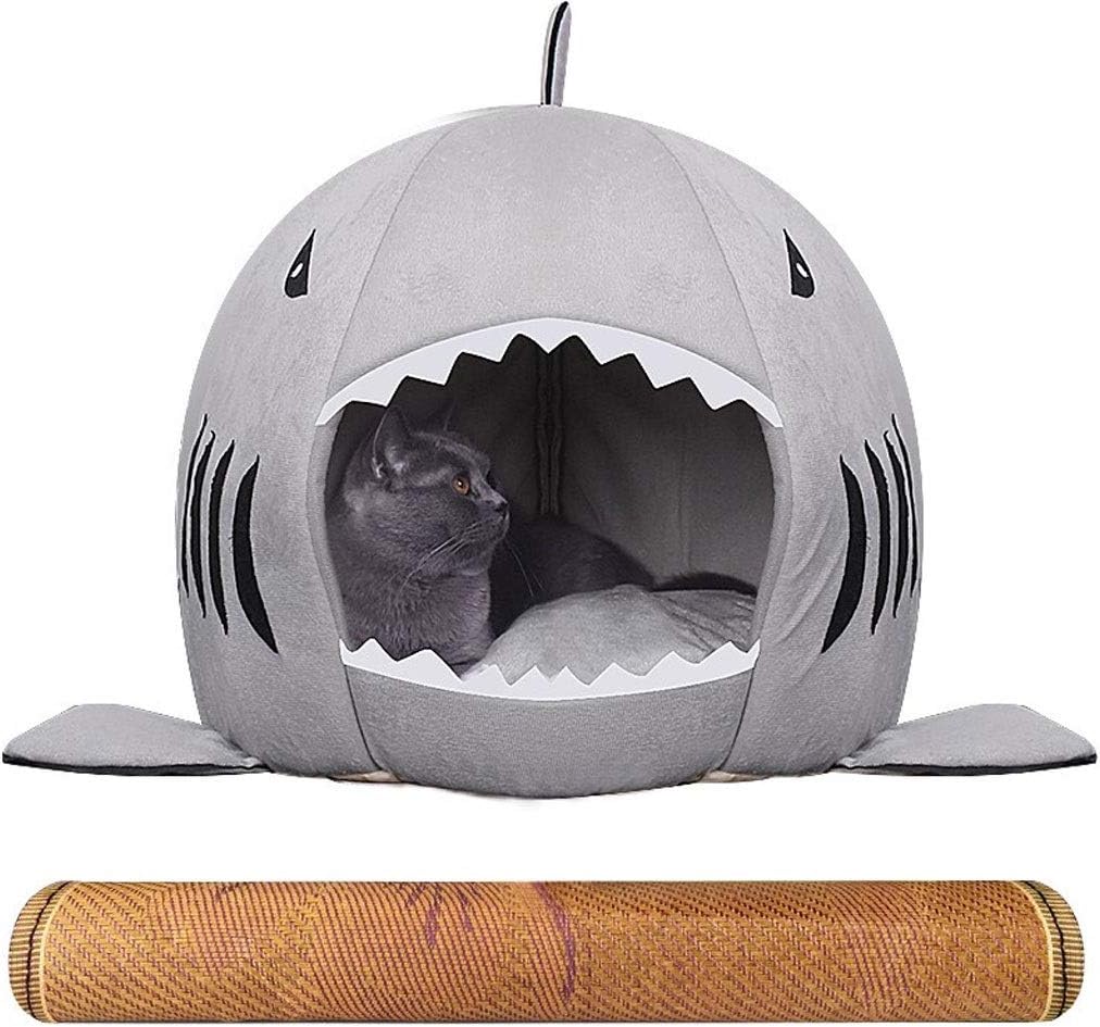 Pet Bed Washable Shark Pet House Cave Bed for Small Medium Dog Cat Puppies with Removable Cushion and Waterproof Bottom Pet Cushion Bed (Medium)