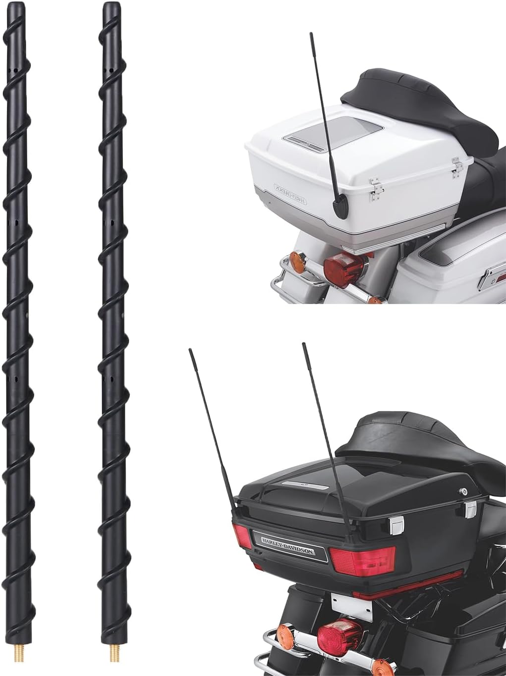 2pcs Short Antenna Compatible with Harley Davidson 1989-2026, Internal Copper Coil for Enhanced Reception, 13 inches Rubber Spiral Antenna Replacement Motorcycle Accessories