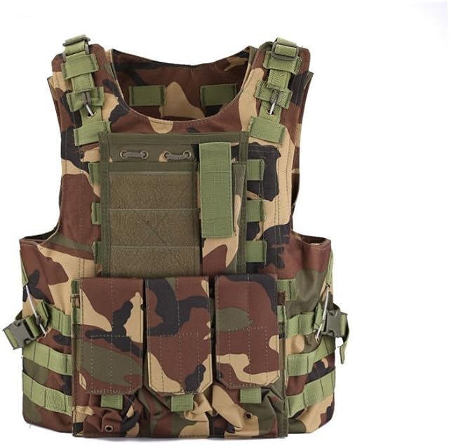 QMFIVE MOLLE RRV Assault Combat Vest with pouch/Traning Protective Security Vest for Tactical Hunting Airsoft Outdoor (TAN) (WC)