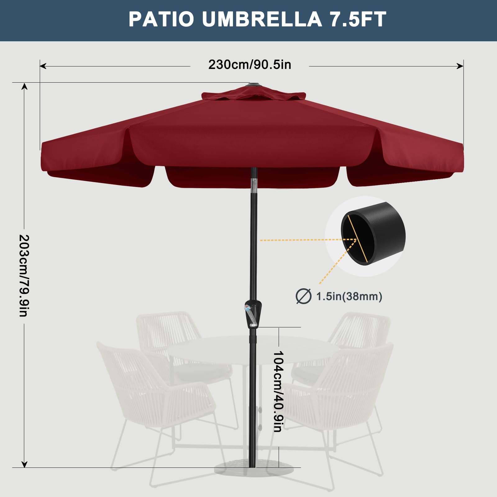 Rete Protettiva Per Ombrellone Da Patio 9-11FT Con Cerniera E Tubo Per Acqua - COOSHADE, Resistente Al Vento, Nero